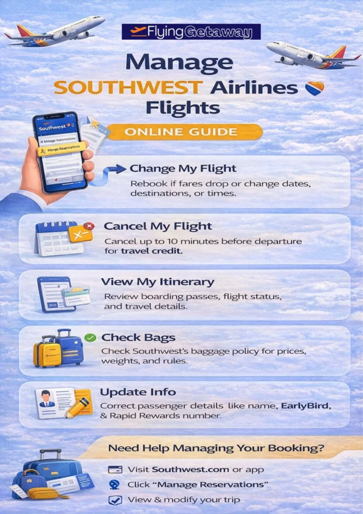 manage Southwest Airlines flights